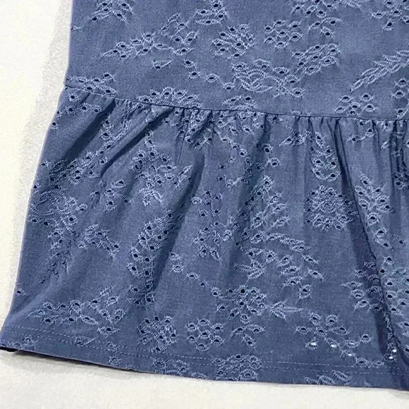 W5 Woman Navy Blue Sleeveless Top M Anthropologie Shirt Lace Fabric Ruffle - Picture 7 of 13